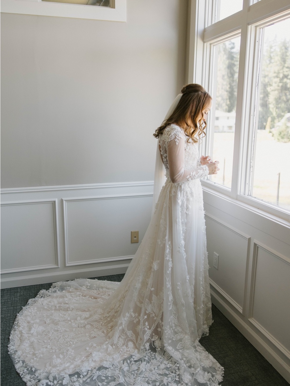 Madi Lane Meadow Bridal Wedding Dress - Long Sleeve A-Line Ivory